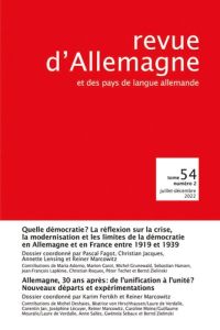 Revue d'Allemagne et des pays de langue allemande Tome 54 N° 2, juillet-décembre 2022 - Fagot Pascal - Jacques Christian - Lensing Annette