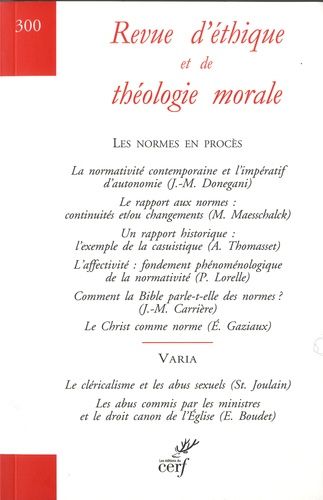 Emprunter Revue d'éthique et de théologie morale N° 300, décembre 2018 : Les normes en procès livre