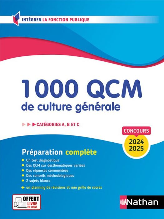 Emprunter 1 000 QCM de culture générale. Catégories A, B, C, Edition 2024-2025 livre