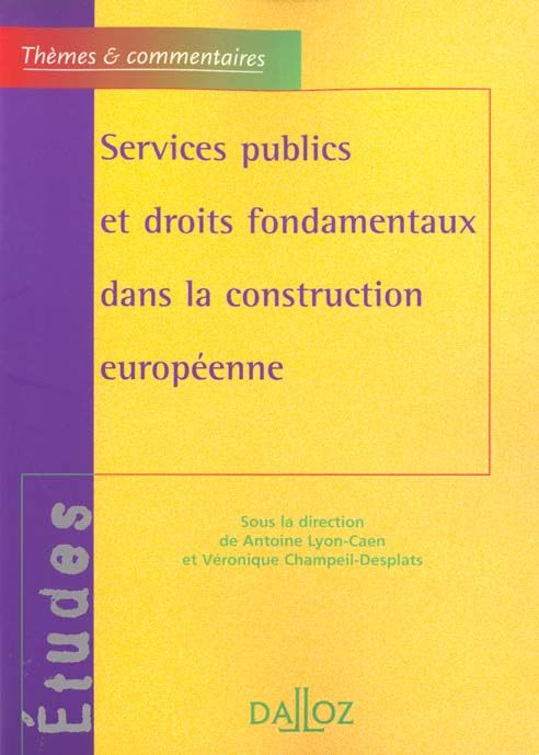 Emprunter Services publics et droits fondamentaux dans la construction européenne livre