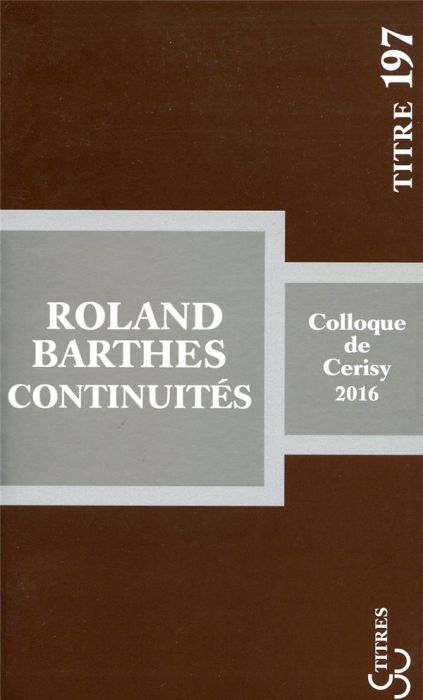 Emprunter Roland Barthes : continuités livre