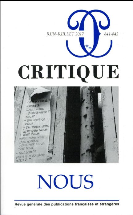 Emprunter Critique N° 841-842, juin-juillet 2017 : Nous livre