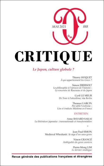 Emprunter Critique N° 888, mai 2021 : Le Japon, culture globale ? livre