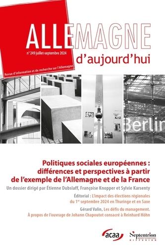 Emprunter Allemagne d'aujourd'hui N° 249, juillet, septembre 2024 : Politiques sociales européennes : différen livre