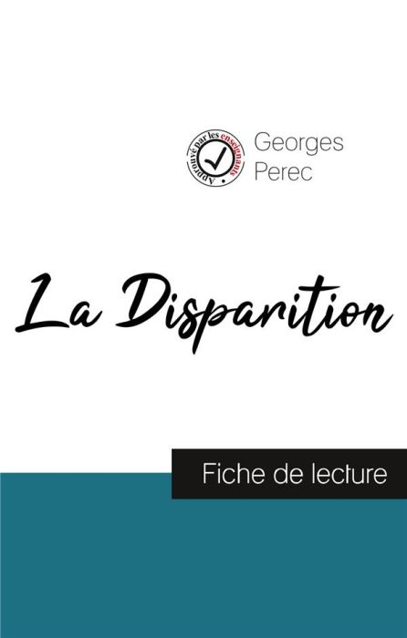 Emprunter La Disparition. Fiche de lecture livre