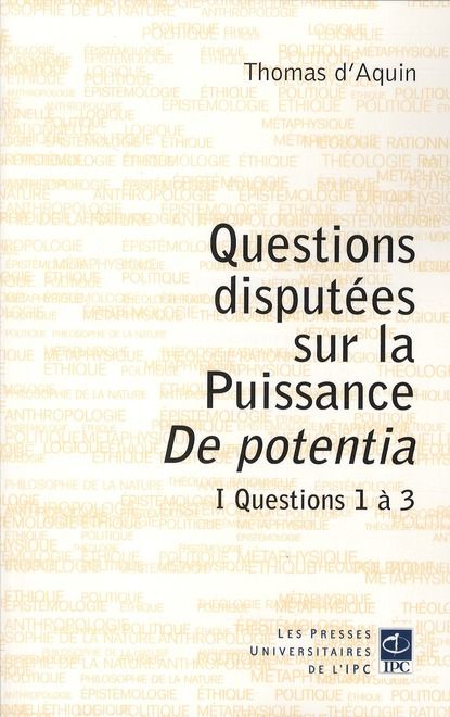 Emprunter QUESTIONS DISCUTEES SUR LA PUISSANCE DE PONTENTIA livre