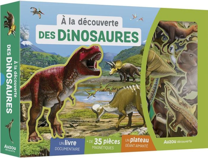 Emprunter A la découverte des dinosaures. Un livre documentaire, + de 30 pièces magnétiques, un plateau géant livre